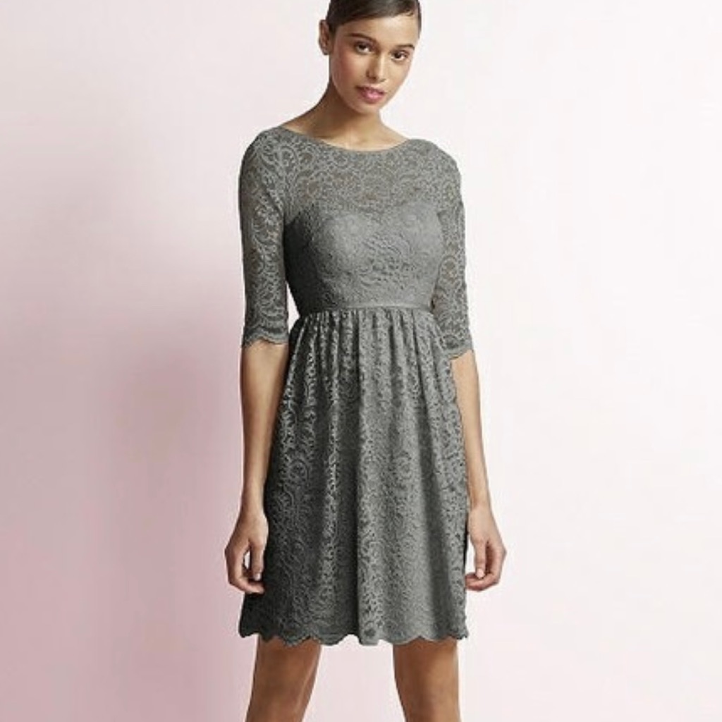Jenny Yoo Charcoal Grey Lace Bridesmaid/Mother Of Bride Formal Dress - Size 6